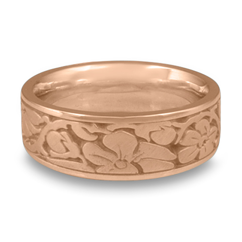 Wide Cherry Blossom Wedding Ring in 18K Rose Gold