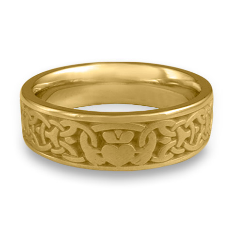 Wide Claddagh Wedding Ring in 18K Yellow Gold
