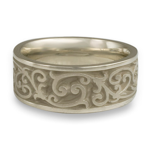 Wide Continuous Garden Gate Wedding Ring in 14K White Gold