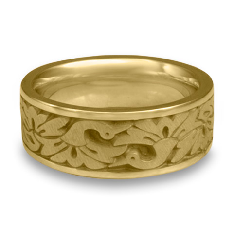 Wide Cranes Wedding Ring in 18K Yellow Gold