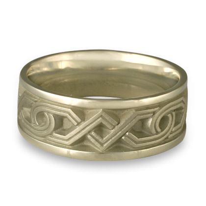 Wide Hugs and Kisses Wedding Ring in 18K White Gold