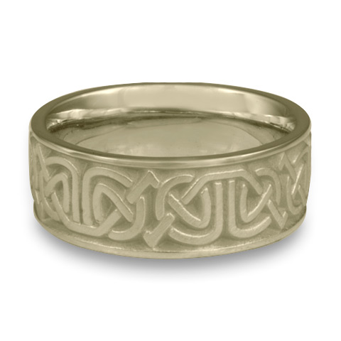 Wide Labyrinth Wedding Ring in 14K White Gold