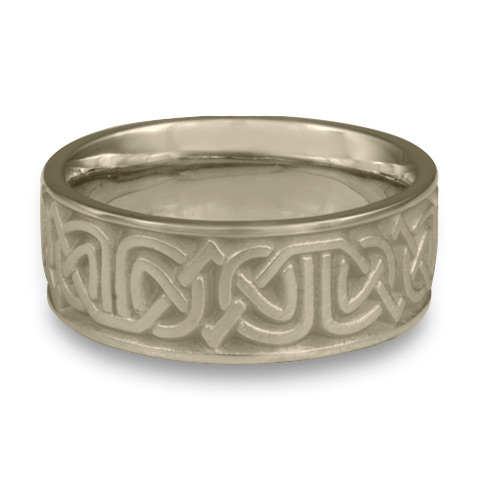 Wide Labyrinth Wedding Ring in 18K White Gold