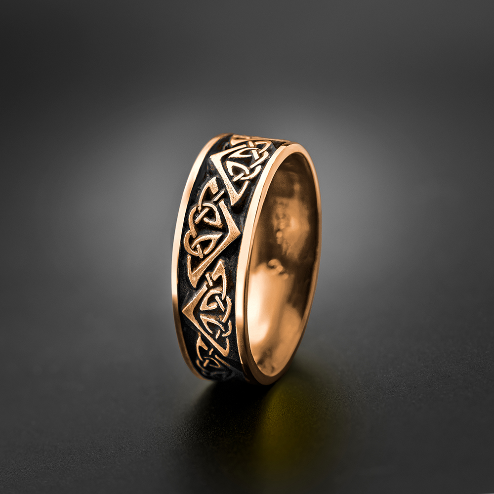 Wide Monarch Wedding Ring in 18K Rose Gold