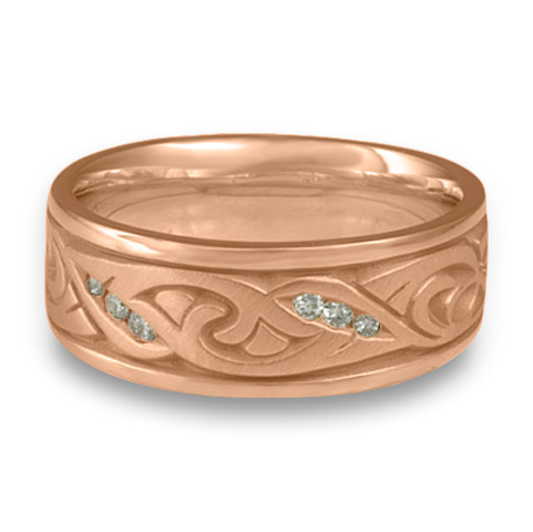 Wide Papyrus Wedding Ring with Gems in 18K Rose Gold
