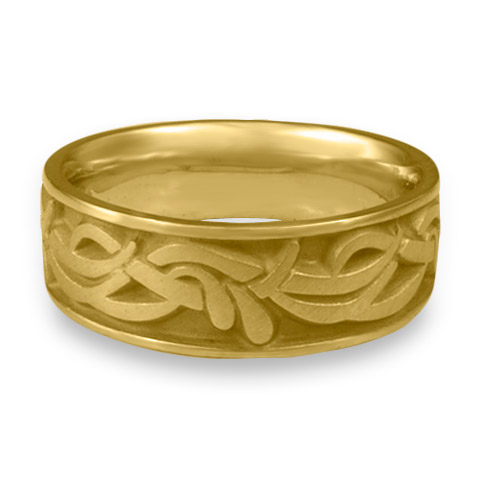 Wide Paradise Flower Wedding Ring in 18K Yellow Gold