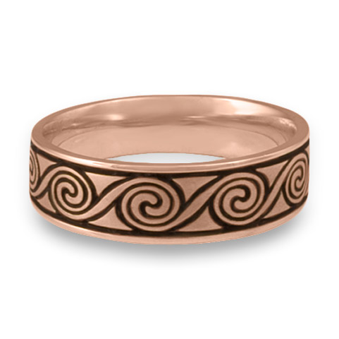 Wide Rolling Moon Wedding Ring in 14K Rose Gold