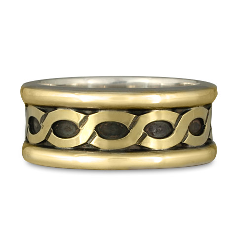 Wide Rope Ring in 14K Yellow Gold & Sterling Silver