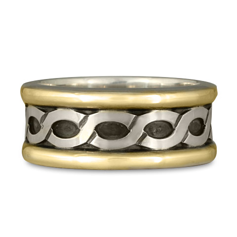 Wide Rope Ring in 14K Yellow Gold & Sterling Silver