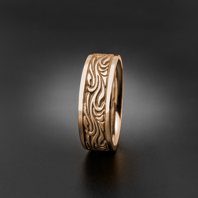 Wide Starry Night Wedding Ring in 18K Rose Gold