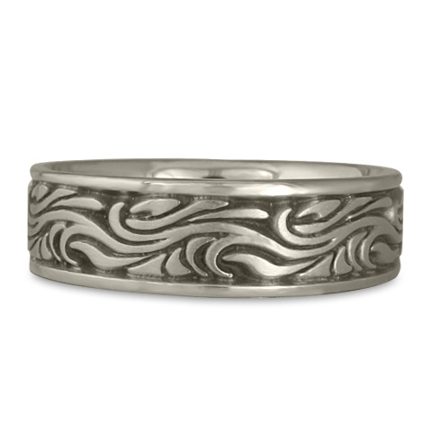Wide Starry Night Wedding Ring in Stainless Steel