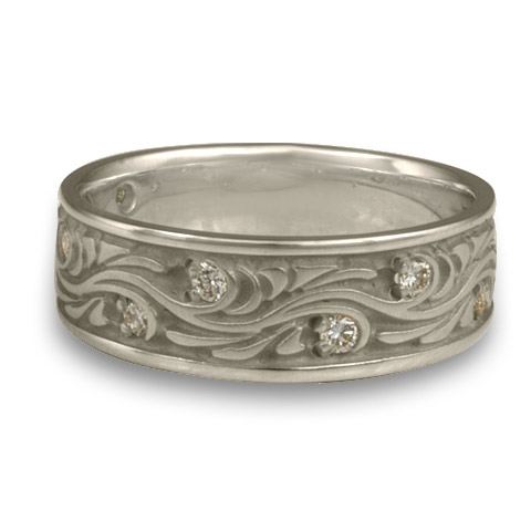 Wide Starry Night Wedding Ring with Gems in Platinum