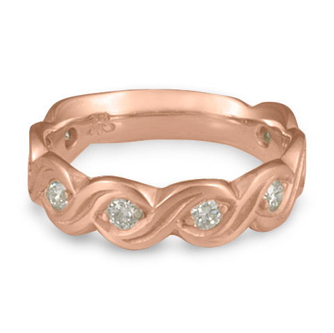 Wide Tides Wedding Ring with Gems in 14K Rose Gold