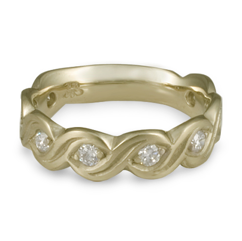 Wide Tides Wedding Ring with Gems in 18K White Gold