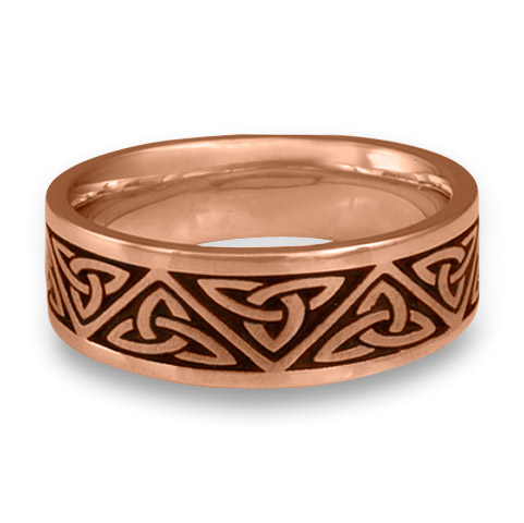 Wide Trinity Knot Wedding Ring in 14K Rose Gold with Antique