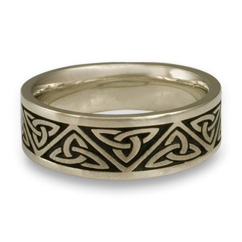 Wide Trinity Knot Wedding Ring in 18K White Gold with Antique