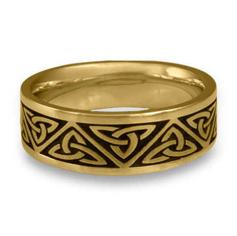 Wide Trinity Knot Wedding Ring in 18K Yellow Gold with Antique