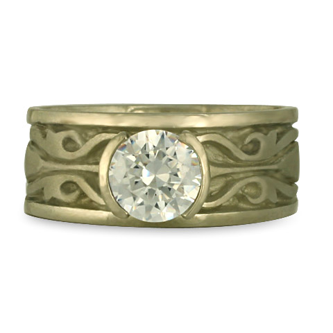 Wide Tulip Braid Engagement Ring in 18K White Gold