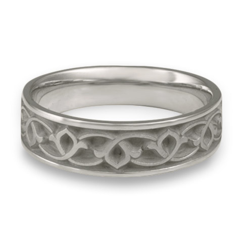 Wide Water Lillies Wedding Ring in Platinum