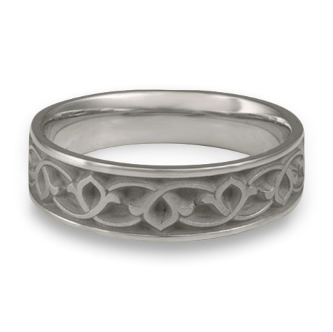 Wide Water Lillies Wedding Ring in Stainless Steel