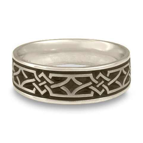 Wide Weaving Stars Wedding Ring in Platinum with Antique