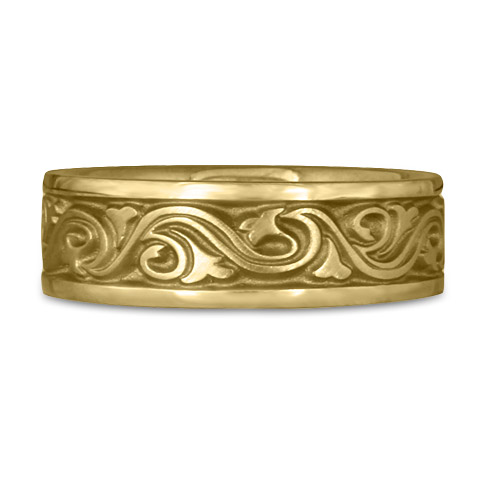 Wide Wind and Waves Wedding Ring in 14K Yellow Gold
