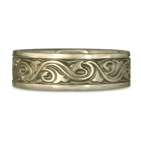 Wide Wind and Waves Wedding Ring in 18K White Gold