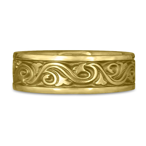 Wide Wind and Waves Wedding Ring in 18K Yellow Gold