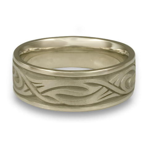 Wide Yin Yang Wedding Ring in 18K White Gold