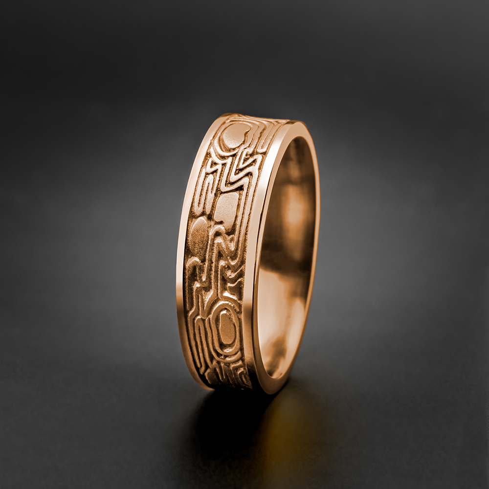 Wide Zen Garden Wedding Ring in 18K Rose Gold