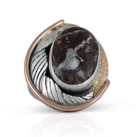 Wild Horse Turqouise Ring 14K Rose Gold with Sterling Silver in