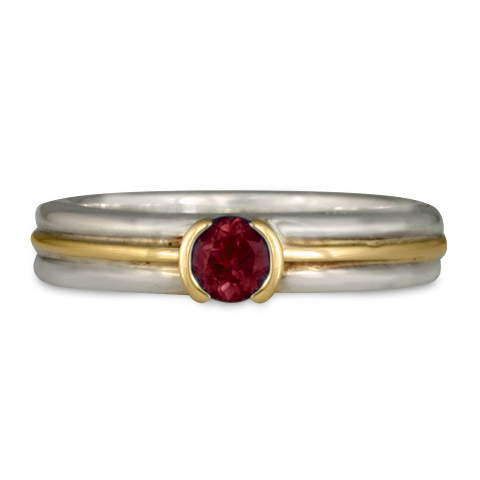 Windsor Engagement Ring in Sterling Silver & 18K Yellow Gold With Ruby