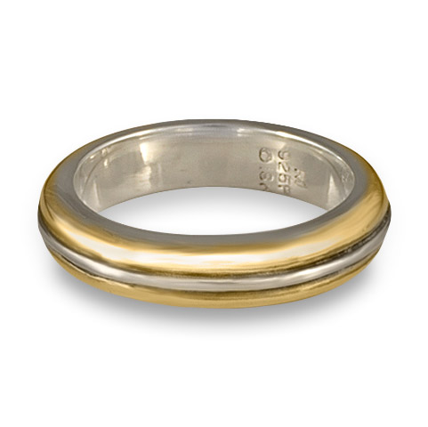 Windsor Wedding Ring in 14K Yellow Gold & Sterling Silver