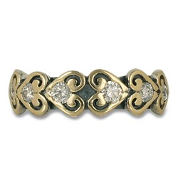 Corazon Diamond Ring in 14K Yellow Gold Design w Sterling Silver Base