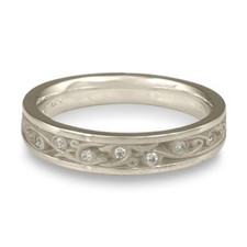 Extra Narrow Continuous Garden Gate Wedding Ring with Gems in Platinum