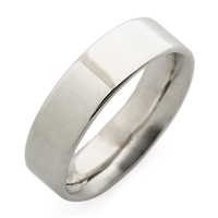Flat Topped Comfort Fit Wedding Ring 6mm in 14K White Gold