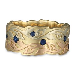 Liana Ring with Sapphires in 14K White, Yellow & Rose Gold