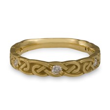 Narrow Borderless Infinity Wedding Ring with Gems  in 14K Yellow Gold