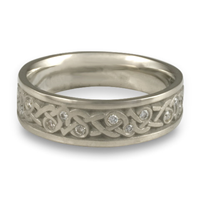 Narrow Celtic Hearts Wedding Ring with Gems  in Platinum
