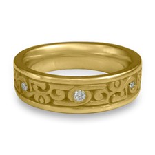 Narrow Luna Wedding Ring with Gems  in 18K Yellow Gold