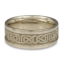 Narrow Self Bordered Labyrinth Wedding Ring in 14K White Gold