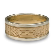 Narrow Two Tone Persian Wedding Ring in 14K White Gold Borders w 14K Yellow Gold Center