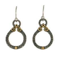 Shona Medallion Earrings in 14K Yellow Gold Design w Sterling Silver Base