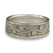 Wide Starry Night Wedding Ring with Gems  in Platinum