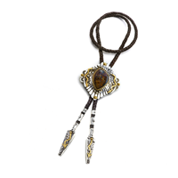  Rainy Night Song One of a Kind Custom Bolo Tie with Australian Boulder Opal in Two Tone