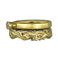 Adversus Flora Bridal Ring Set in 14K White Gold Base w 18K Yellow Gold Center