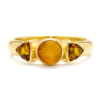 Amber Citrine Jyotish Ring in 14K Yellow Gold