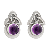 Aria Round Earrings With Gems in Sterling Silver in Amethyst