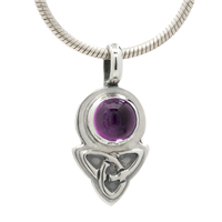 Aria Round Pendant With Gem In Sterling Silver in Amethyst