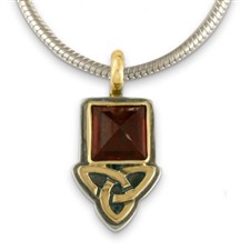 Aria Square Pendant  in 14K Yellow Gold Design w Sterling Silver Base